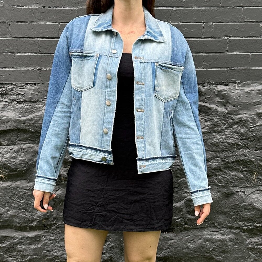 Frame Colorblock Denim Jacket Size Large - image 2